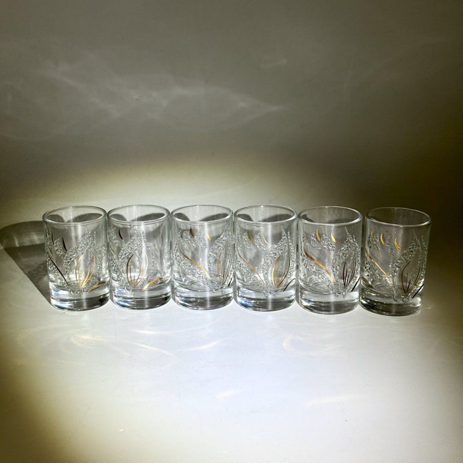 Набор из 6-ти стопок, украшенных растительным декором