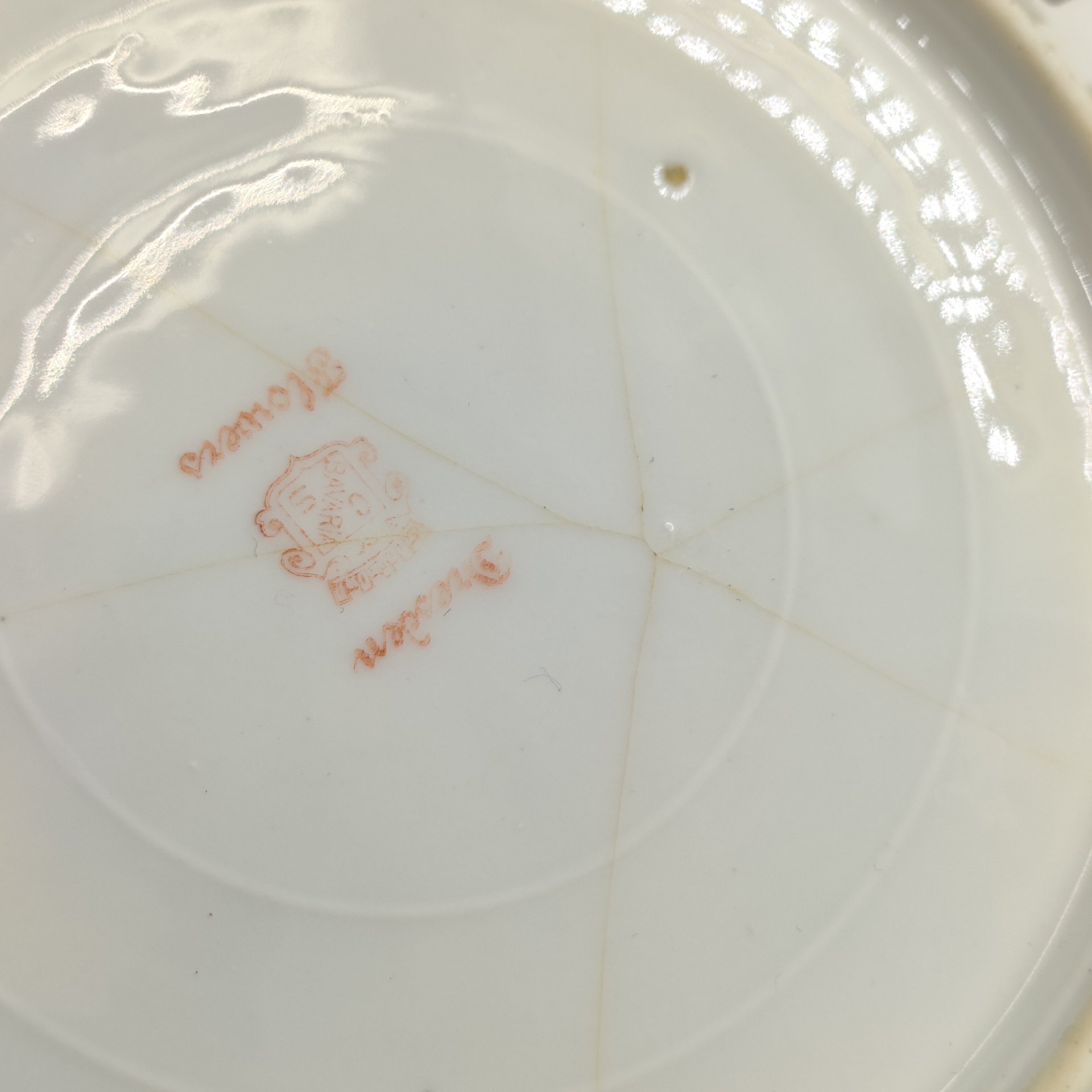 Пара тарелок с прорезным бортом и цветочным декором, фарфор, деколь, золочение, Carl Schumann, Arzberg, Bavaria, Германская империя, 1900-1918 гг.