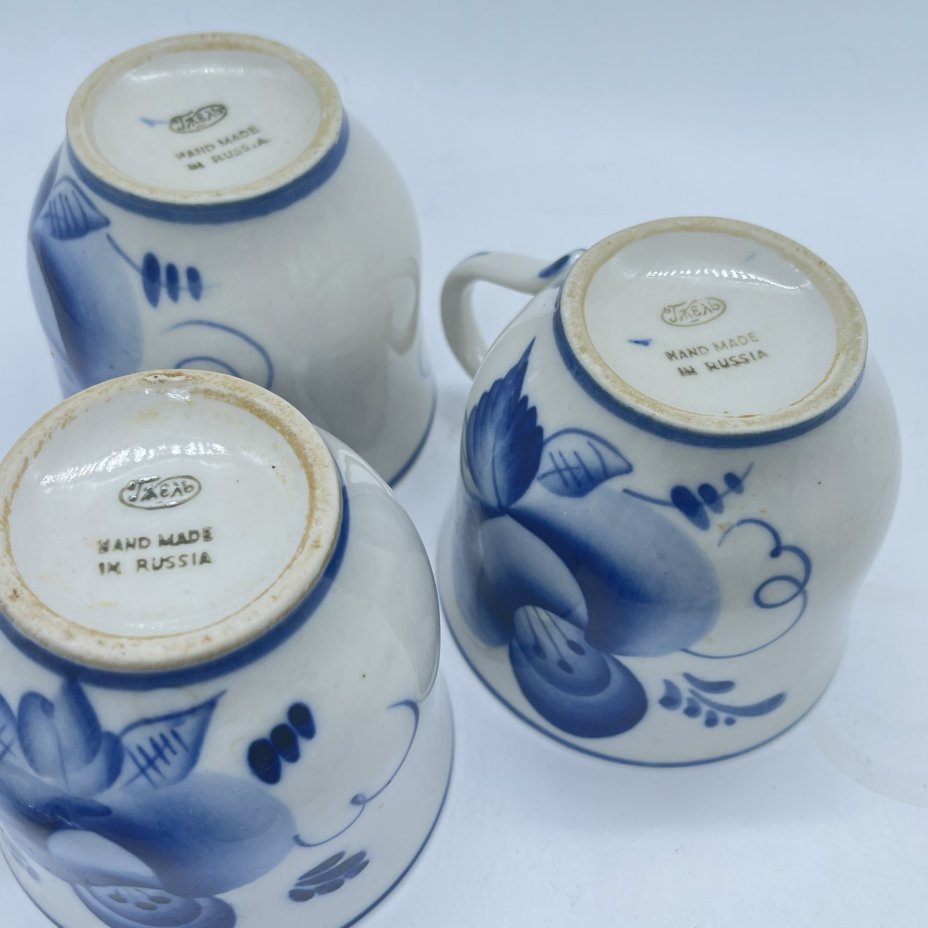 Набор из 3 чашек с расписным растительным декором