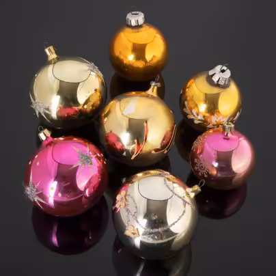 Набор из 7 винтажных  елочных игрушек, стекло, СССР, 1970-1990 гг.