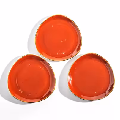 Набор розеток треугольной формы для подачи варенья/закусок, на 3 персоны, Рижский фарфорово-фаянсовый завод