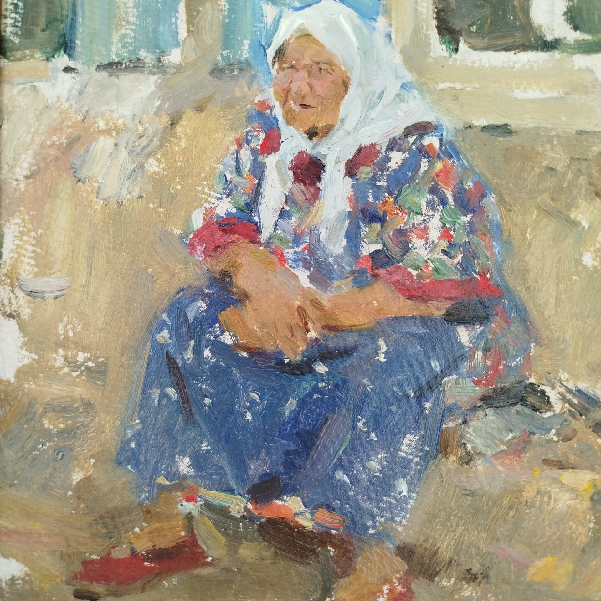 Картина "Сидящая женщина" (название условное), художник Токарев Владимир Федорович (1918-1988)