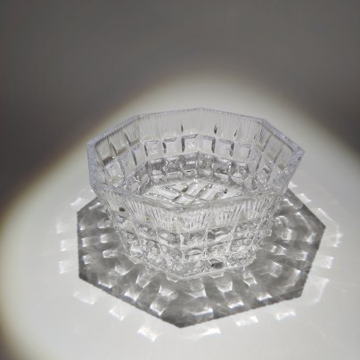 Конфетница(салатник) с рельефным декором, хрусталь, СССР, 1970-1990 гг.