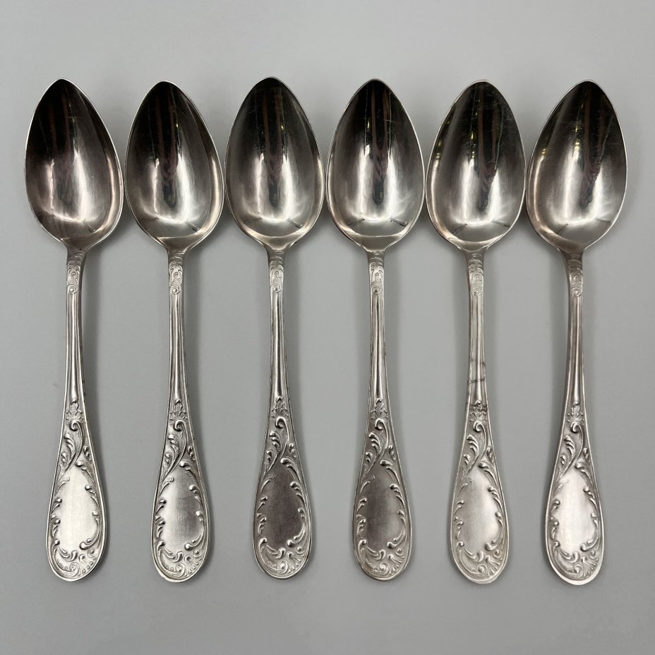 Набор столовых ложек "Пламя" (6 шт.), мНЦ (медь-никель-цинк), Кольчугинский завод цветных металлов, СССР, 1960-1990 гг.