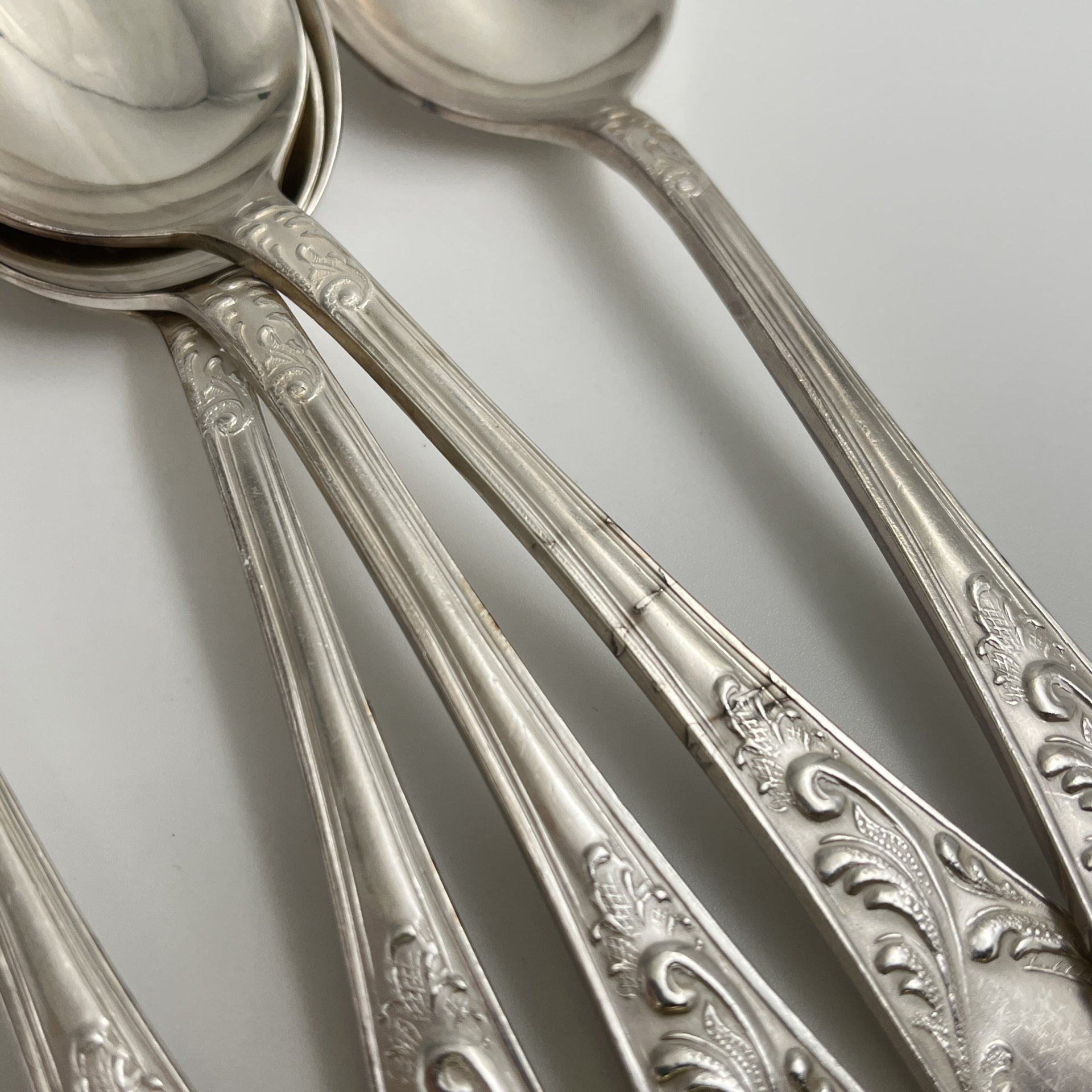 Набор столовых ложек "Пламя" (6 шт.), мНЦ (медь-никель-цинк), Кольчугинский завод цветных металлов, СССР, 1960-1990 гг.