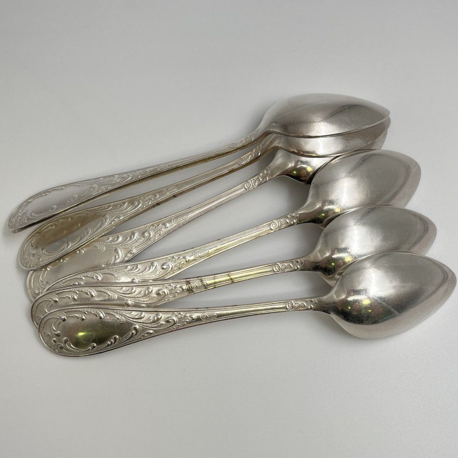 Набор столовых ложек "Пламя" (6 шт.), мНЦ (медь-никель-цинк), Кольчугинский завод цветных металлов, СССР, 1960-1990 гг.