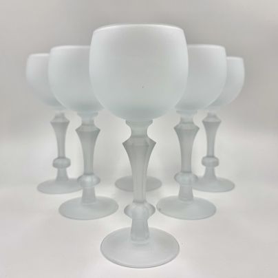 Набор из 6-ти  бокалов/фужеров на гранёных ножках, стекло, матирование, Российская Федерация, 2000-2015 гг.
