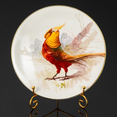Тарелка "Фазан", мануфактура Limoges de Jean Pouyat, фарфор, роспись, золочение, Limoges, Limoges