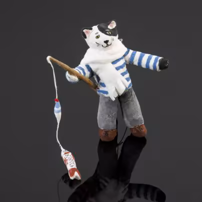 Игрушка ёлочная "Кот с удочкой"