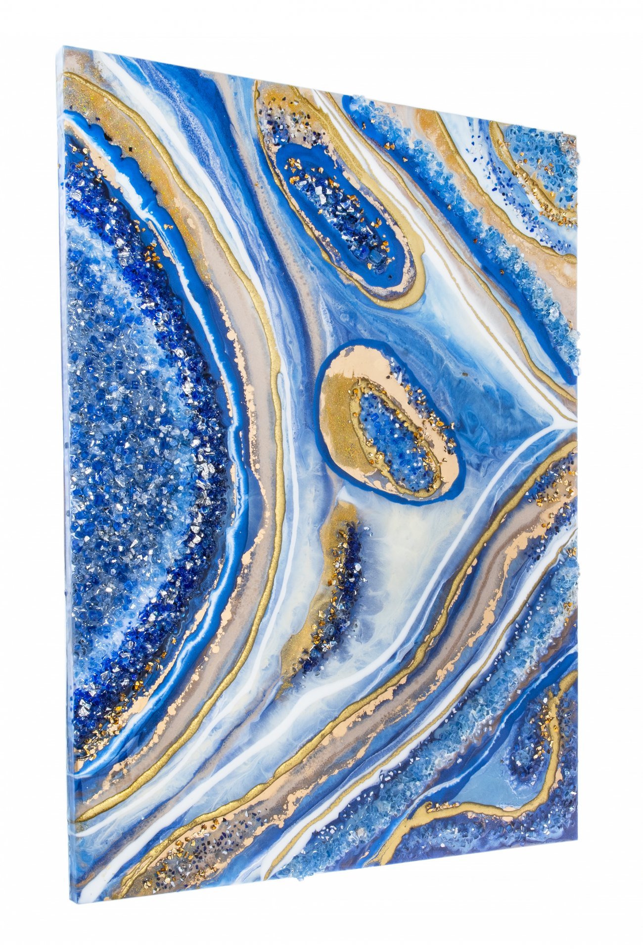 Панно настенное "Солнечный океан",  авторская ручная работа в технике Resin Art, глянцевое 3D покрытие, натуральный камень, Россия, 2020 г. — фото 3