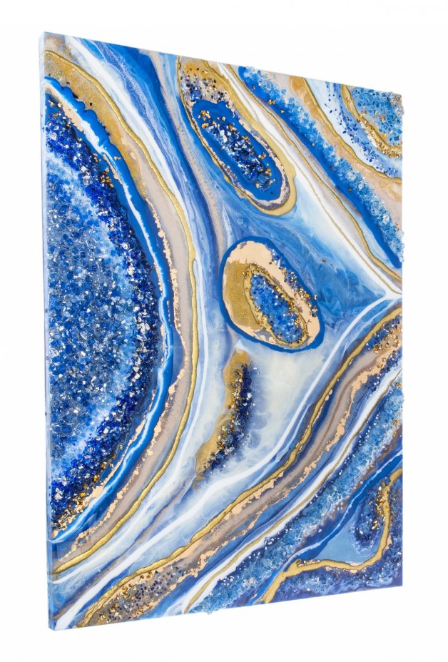 Панно настенное "Солнечный океан",  авторская ручная работа в технике Resin Art, глянцевое 3D покрытие, натуральный камень, Россия, 2020 г.