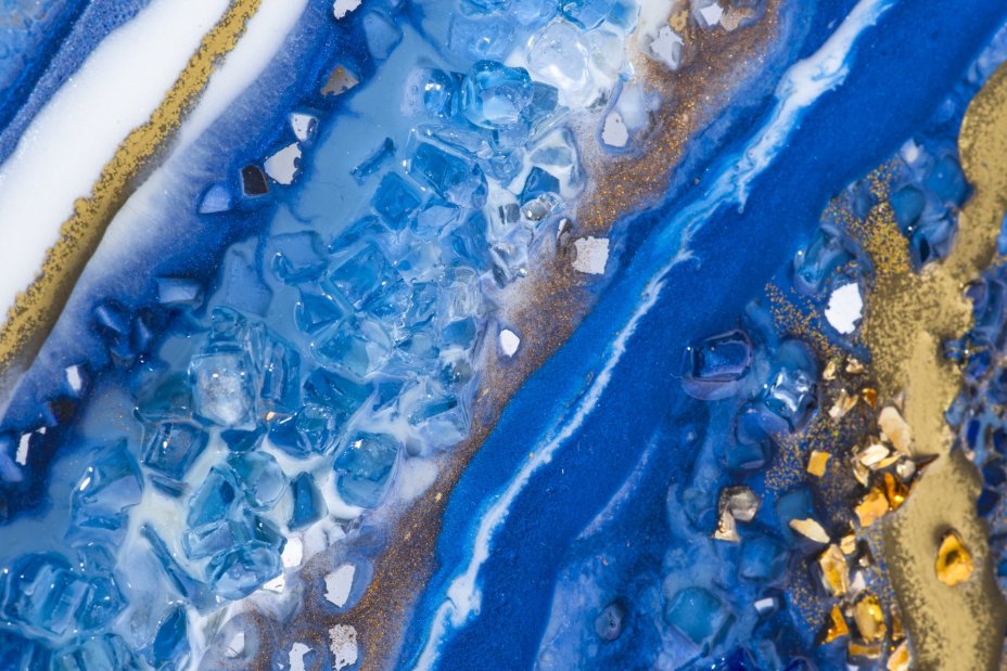 Панно настенное "Солнечный океан",  авторская ручная работа в технике Resin Art, глянцевое 3D покрытие, натуральный камень, Россия, 2020 г.