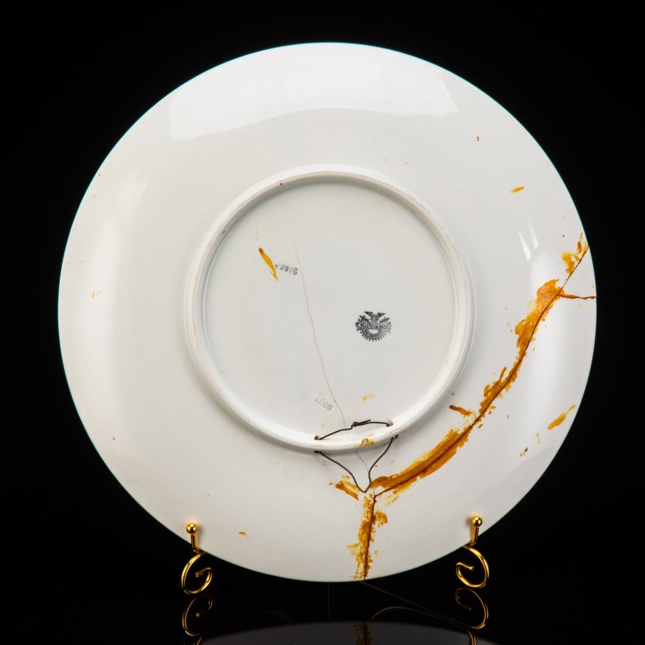 Блюдо настенное декоративное, украшенное изображением морского пейзажа, фаянс, деколь, Villeroy & Boch, Германия, 1890-1909 гг.