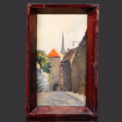 Картина "Европейская улочка" в раме