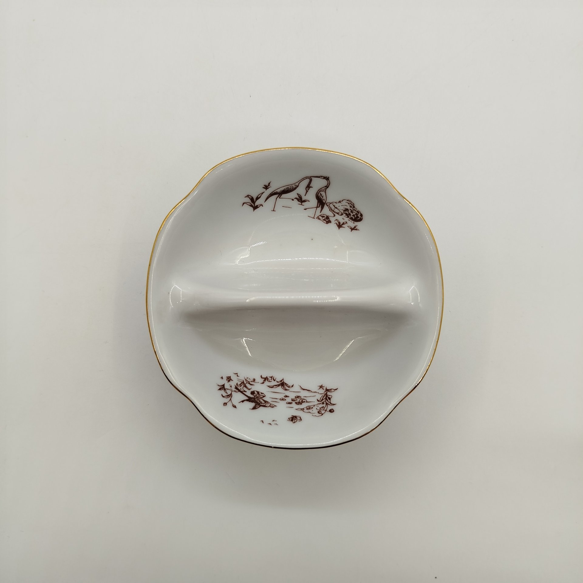 Солонка двухсекционная, фарфор, деколь, золочение, Европа, 1950-1970 гг.