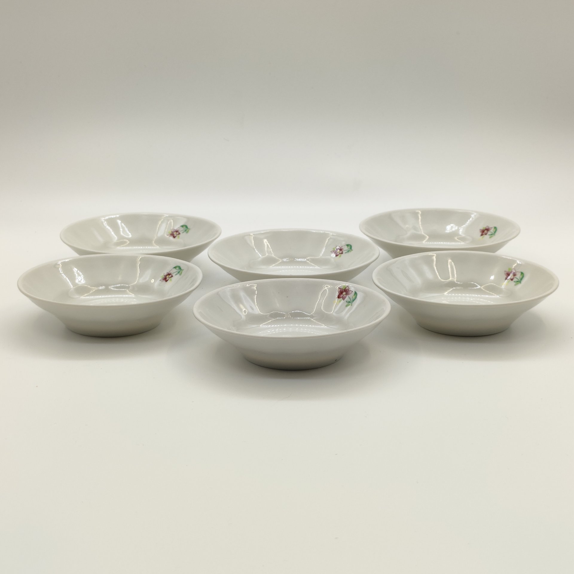 Набор из 6-ти розеток с цветочным декором, фарфор, деколь, Добрушский фарфоровый завод, СССР, 1978-1991 гг.