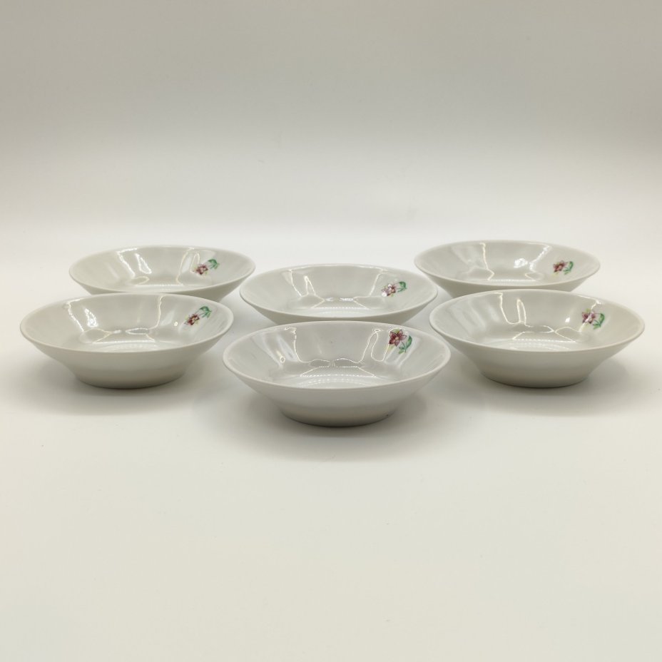 Набор из 6-ти розеток с цветочным декором, фарфор, деколь, Добрушский фарфоровый завод, СССР, 1978-1991 гг.