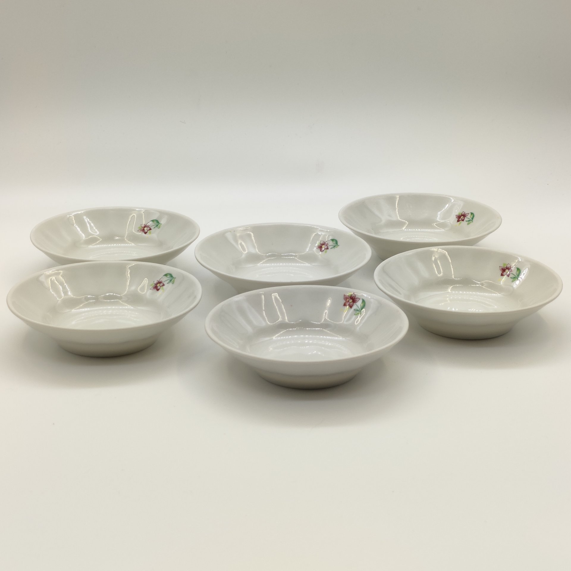 Набор из 6-ти розеток с цветочным декором, фарфор, деколь, Добрушский фарфоровый завод, СССР, 1978-1991 гг.