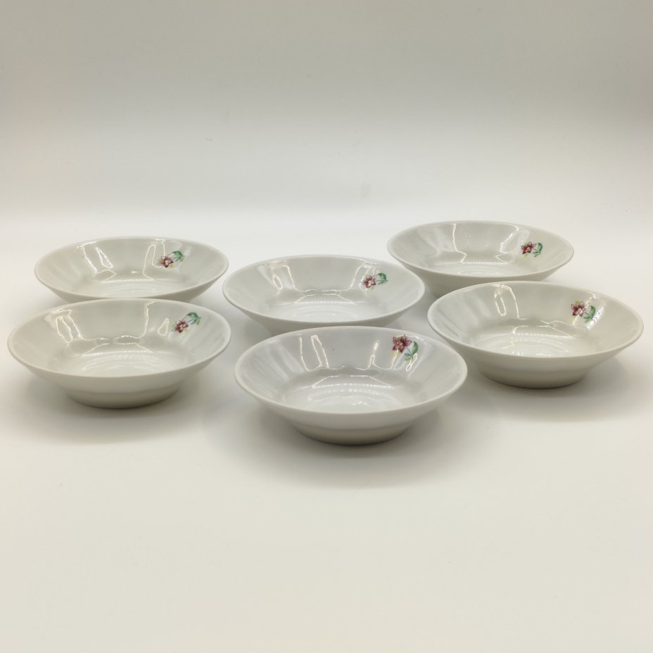 Набор из 6-ти розеток с цветочным декором, фарфор, деколь, Добрушский фарфоровый завод, СССР, 1978-1991 гг.