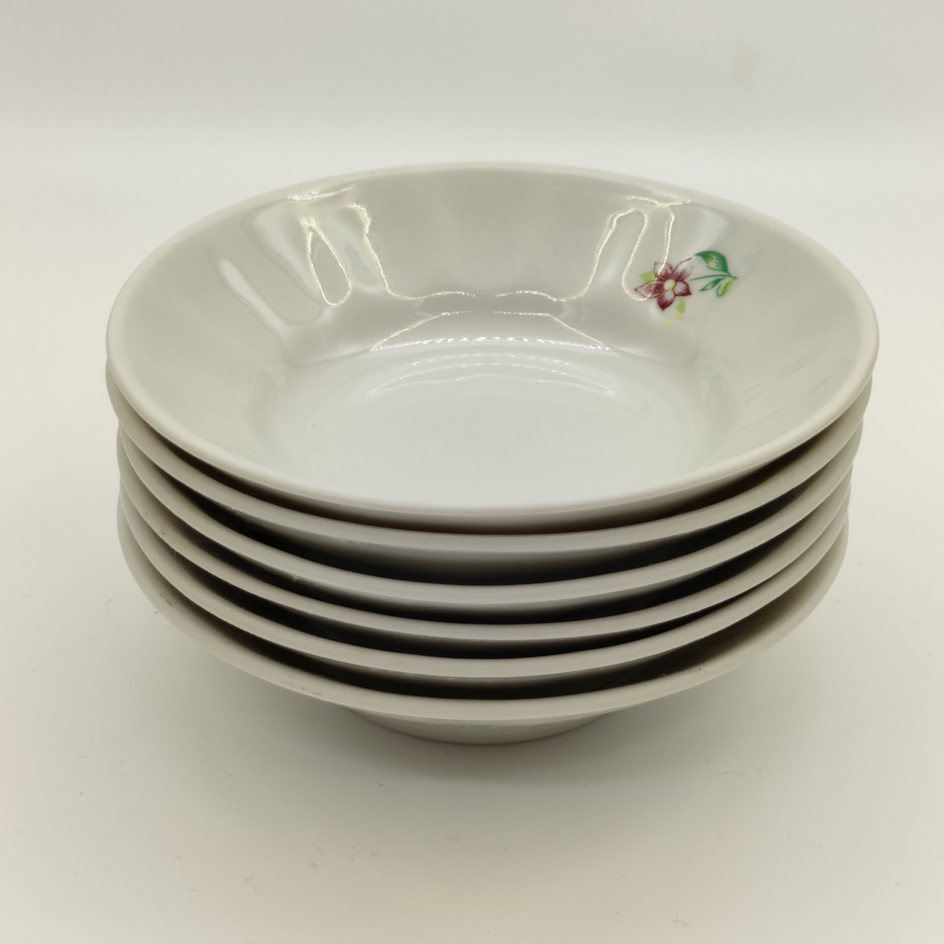 Набор из 6-ти розеток с цветочным декором, фарфор, деколь, Добрушский фарфоровый завод, СССР, 1978-1991 гг.