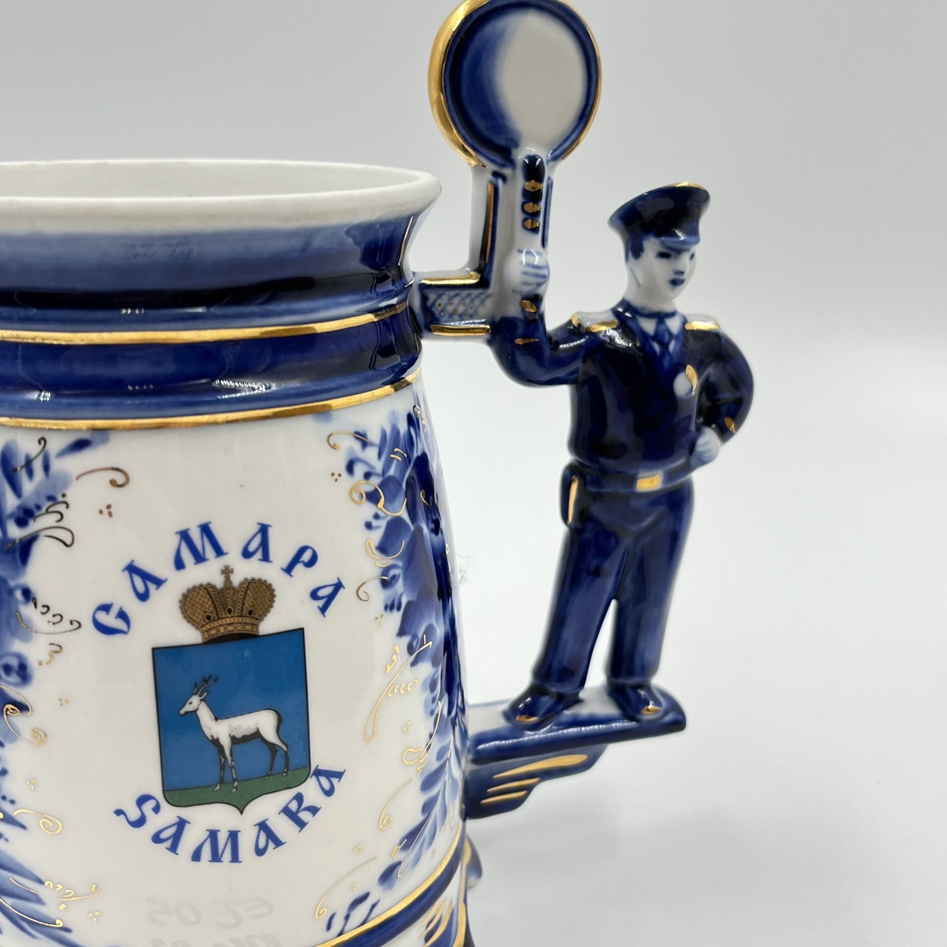 Пивная кружка "Инспектор ДПС" (без крышки), Гжель, авт. В. Егорова