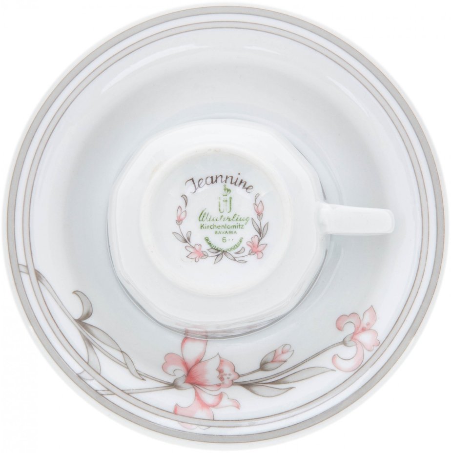 Пара кофейная с цветочным декором, фарфор, деколь, "Winterling Kirchenlamitz Bavaria", Германия, 2000-2010 гг., Gebrüder Winterling
