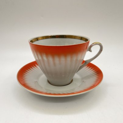 Чайная пара в бело-оранжевой гамме