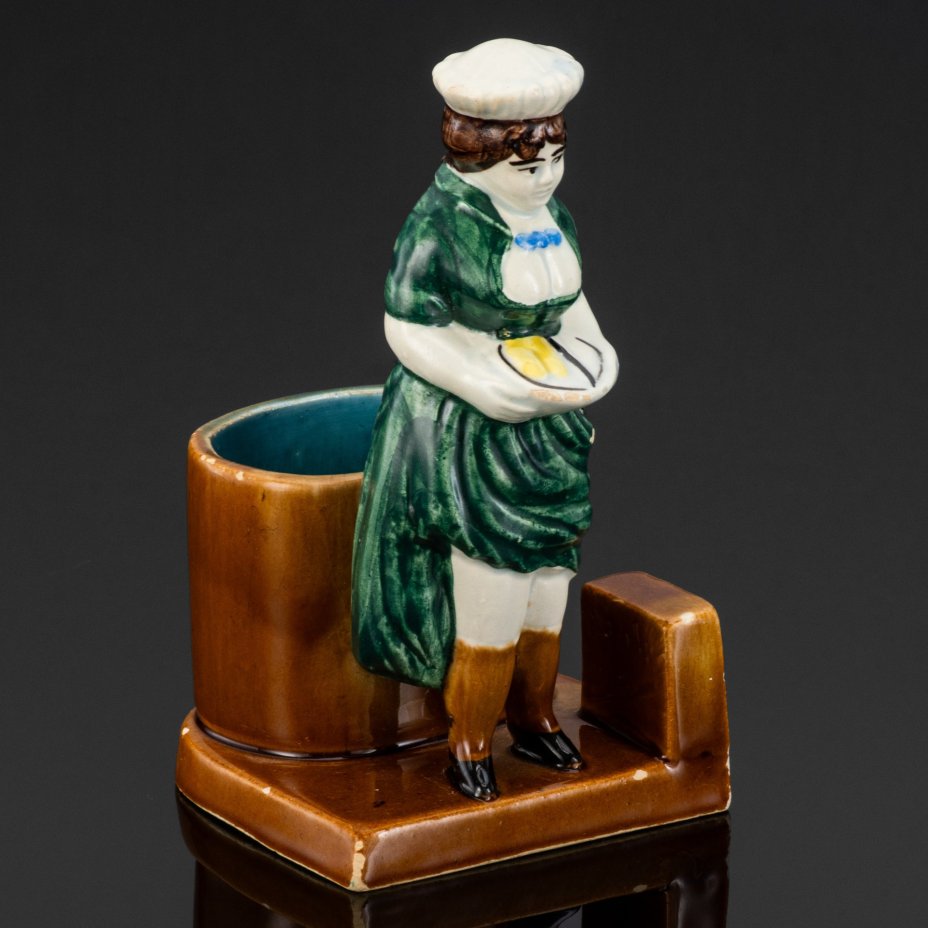 Спичечница "Пьяница", фаянс, роспись, Россия, 1910-1930 гг.