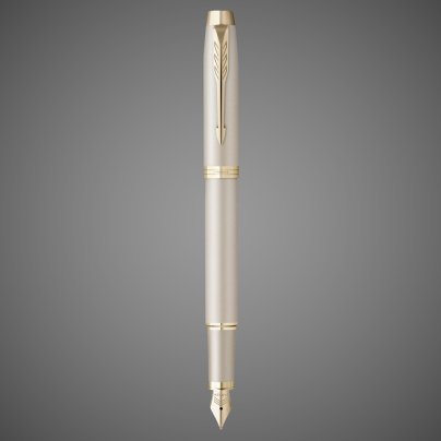 Перьевая ручка Parker IM Professionals Monochrome Champagne, перо: F, цвет чернил: Blue, в подарочной упаковке., Покрытия: PVD-покрытие, лак, латунь, позолота, сталь