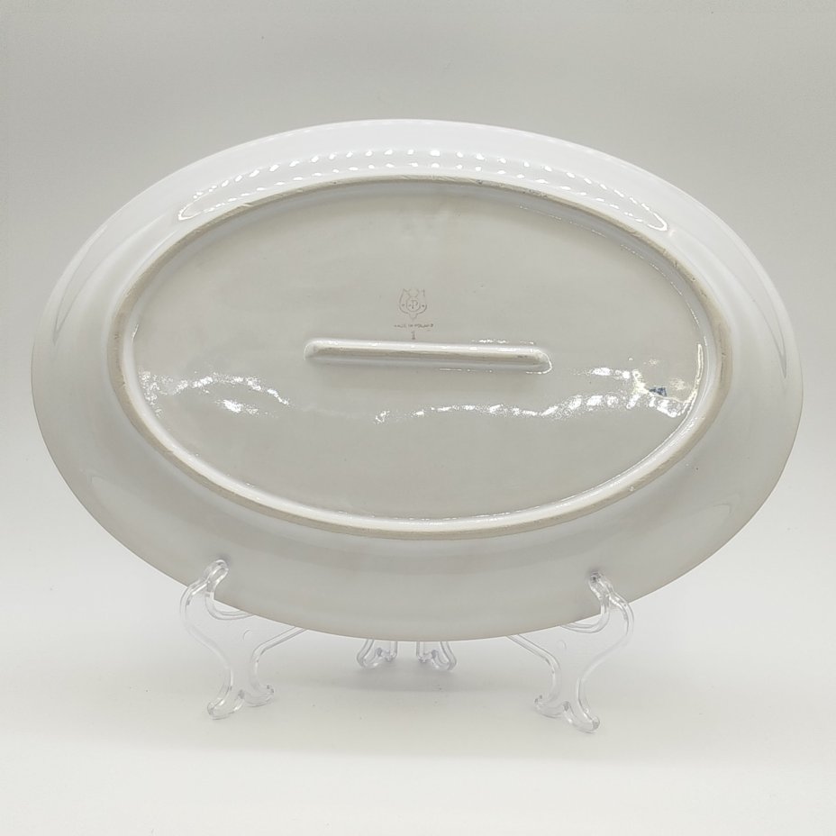 Блюдо овальной формы, украшенное изображением розы, Porcelit Pruszków