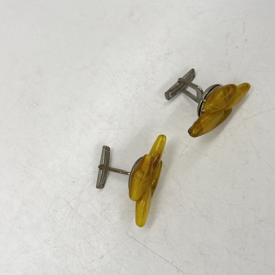 Запонки винтажные в желтом оттенке