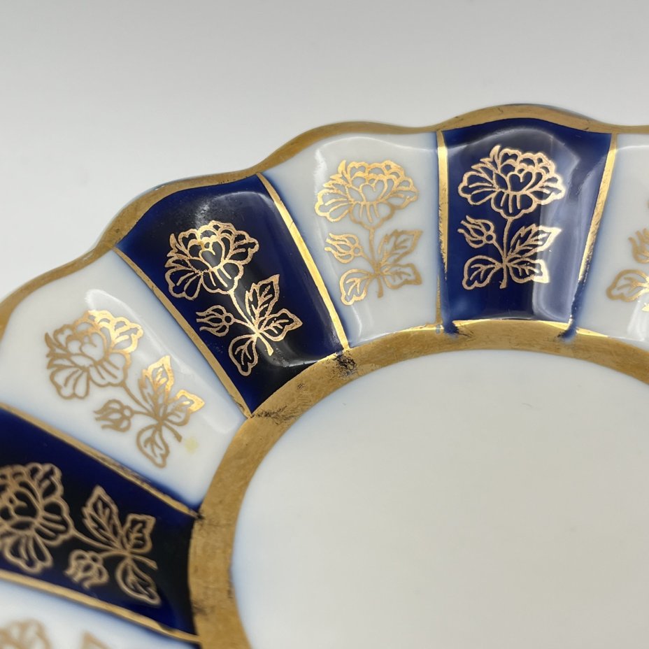 Набор из шести розеток с цветочным декором, фарфор, крытье кобальтом, золочение, Довбышский фарфоровый завод (Довбыш), СССР, 1957-1970 гг.