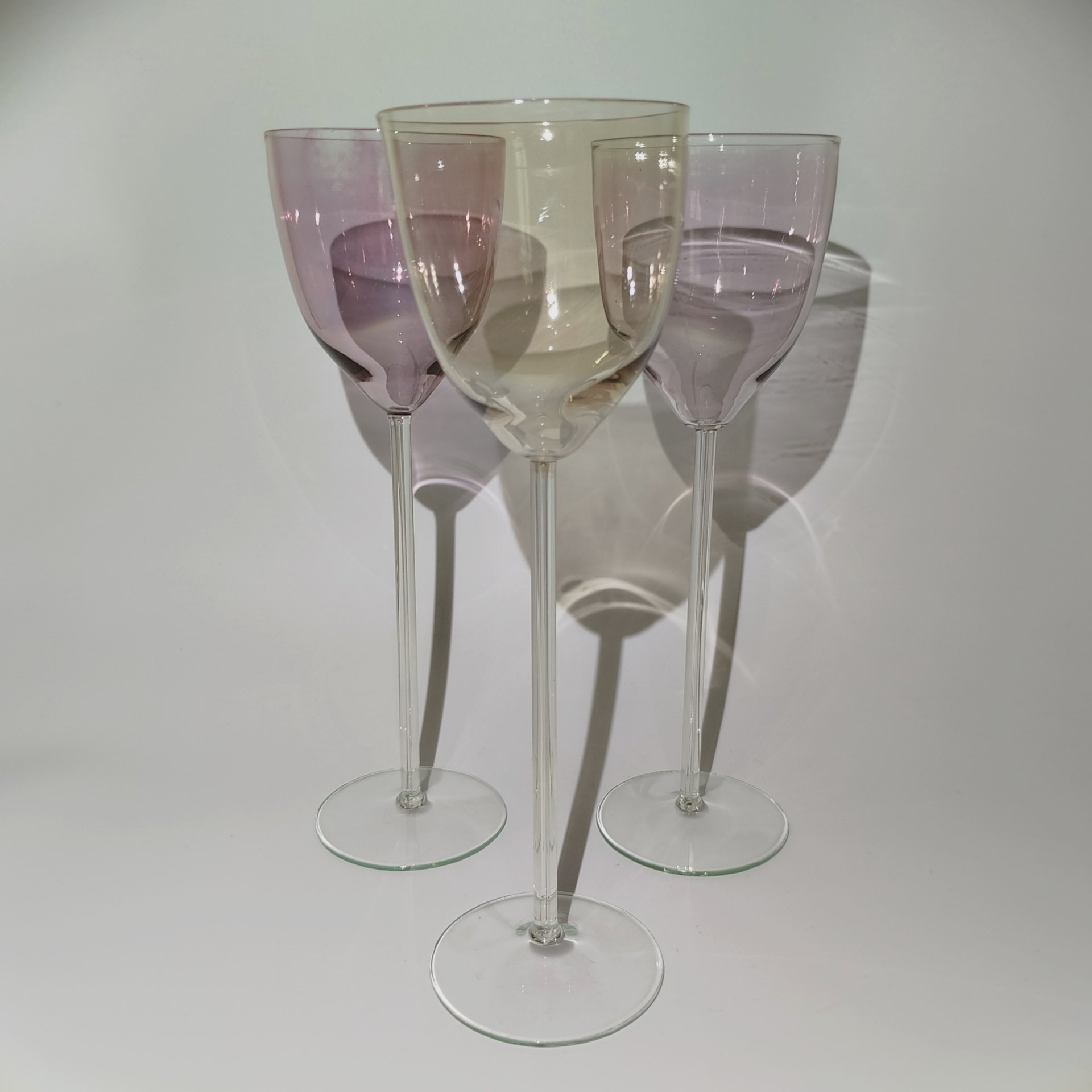 Набор из 3-х бокалов розового и янтарного оттенков для десертных вин, Калининский стекольный завод «Тверис»