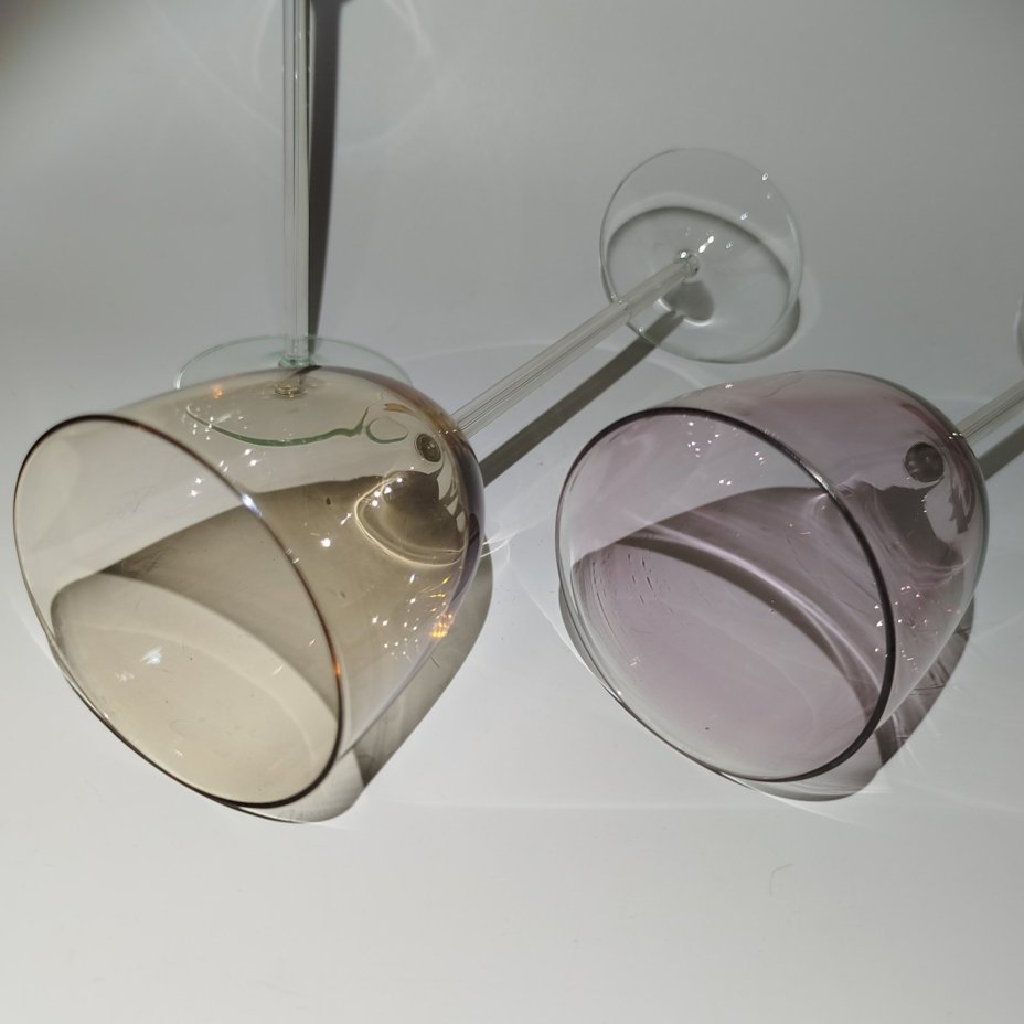 Набор из 3-х бокалов розового и янтарного оттенков для десертных вин, Калининский стекольный завод «Тверис»