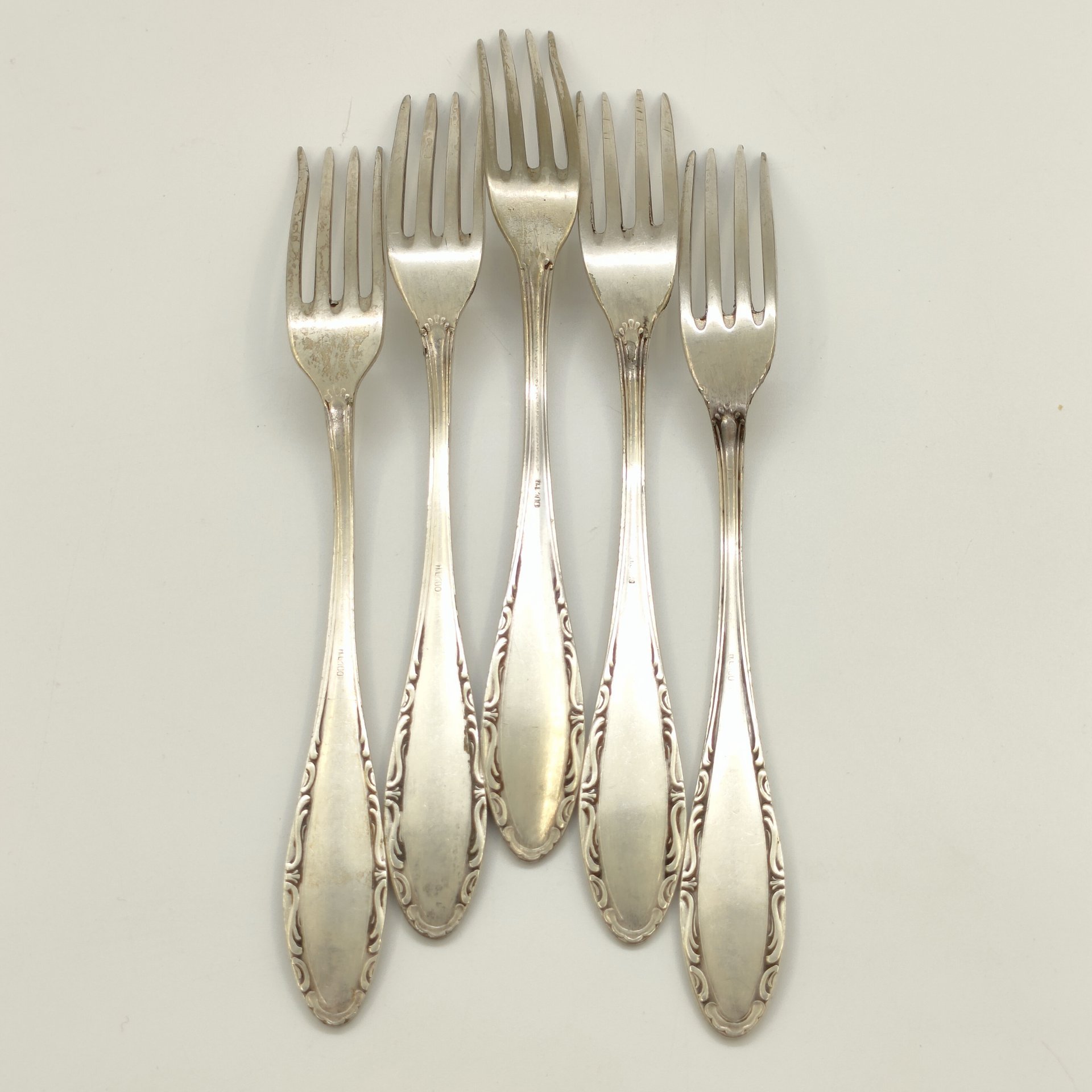 Набор из 5-ти десертных вилок лаконичной формы, сталь, Германия, 1920-1960 гг.