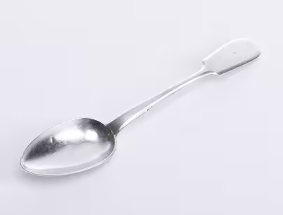 Ложка столовая лаконичной формы, серебро 84 пр., мастер-монограммист "А.Н", Российская Империя, 1985 г.