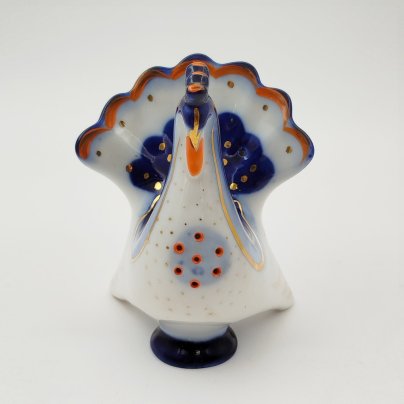 Солонка "Индюк", скульптор М.Н. Мох, фарфор, роспись, золочение, Ленинградский фарфоровый завод (ЛФЗ), СССР, 1970-1986 гг.