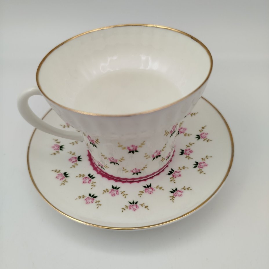 Пара чайная "Ноктюрн", фарфор, деколь, золочение, Ленинградский фарфоровый завод (ЛФЗ), СССР, 1970-1989 гг.