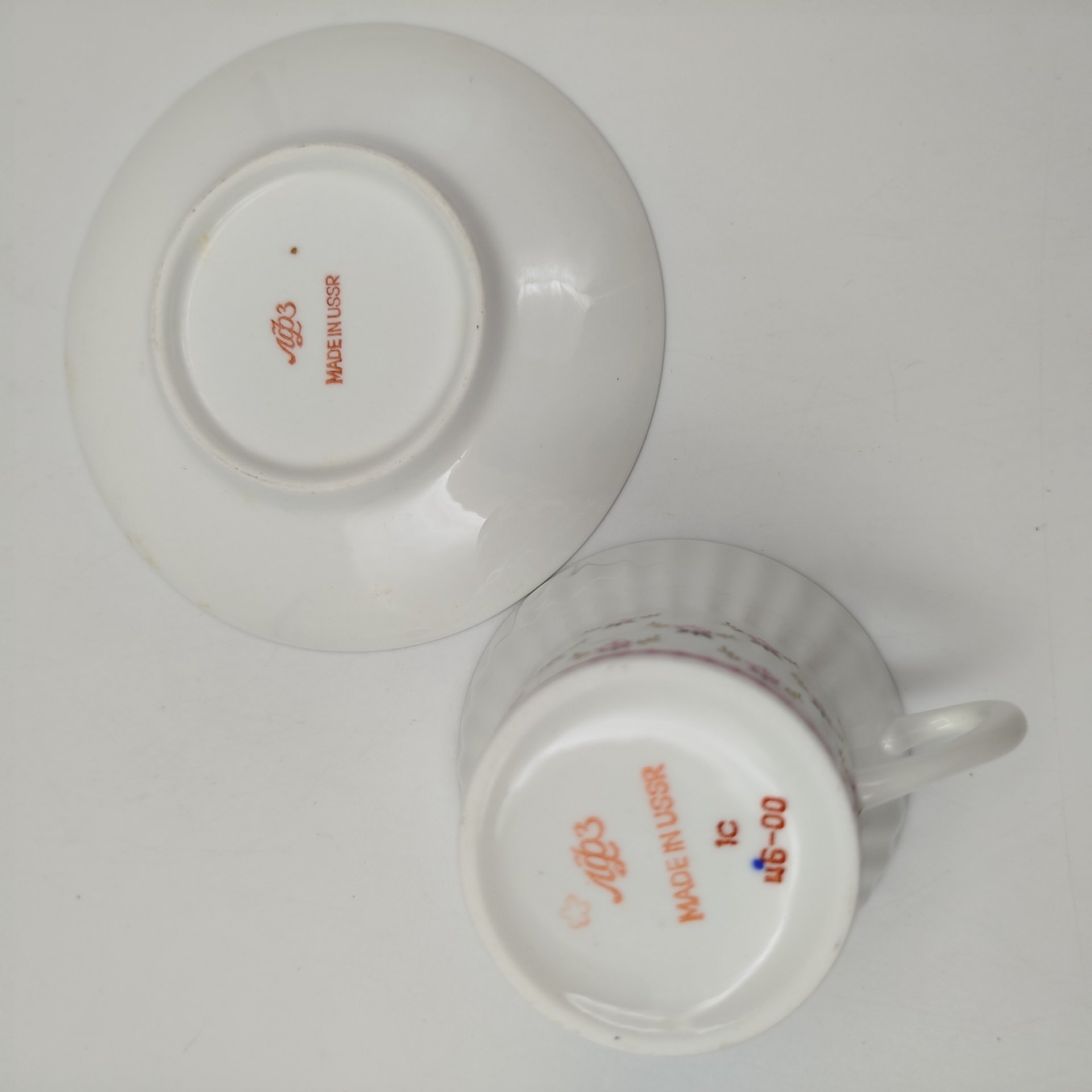 Пара чайная "Ноктюрн", фарфор, деколь, золочение, Ленинградский фарфоровый завод (ЛФЗ), СССР, 1970-1989 гг.