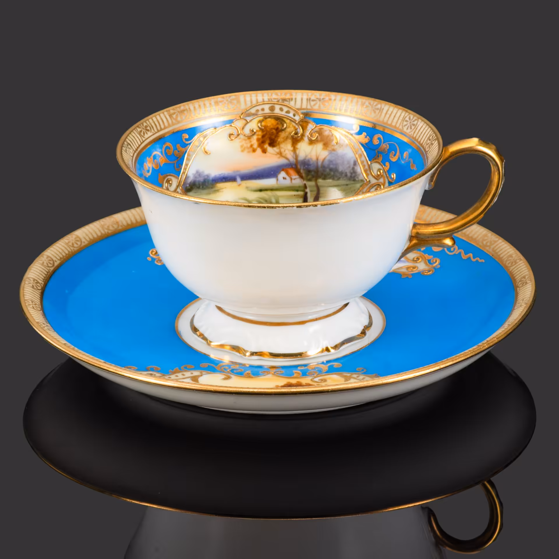 Пара чайная, украшенная изображением пейзажа, Noritake