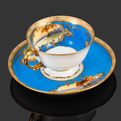 Пара чайная, украшенная изображением пейзажа, Noritake