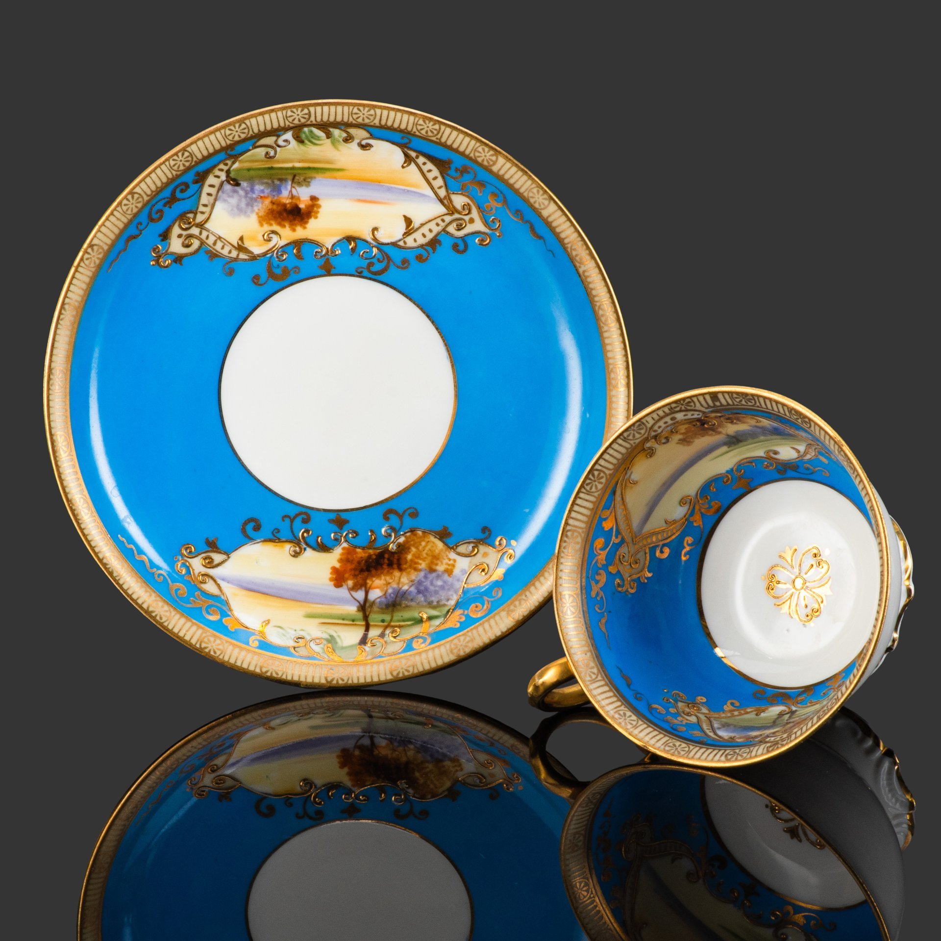 Пара чайная, украшенная изображением пейзажа, Noritake