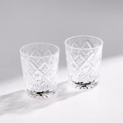 Набор стаканов на 2 персоны, хрусталь, алмазная грань, СССР, 1970-1990 гг.
