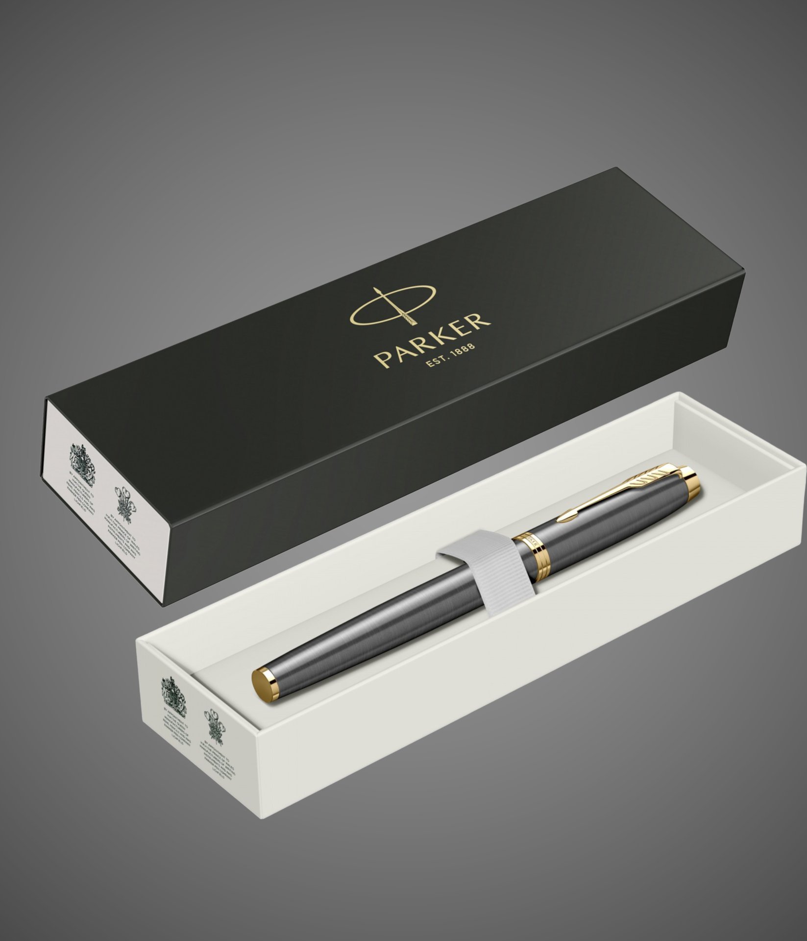 Ручка-роллер Parker IM Premium Grey Core GT Fblack в подарочной коробке, Металлы: нержавеющая сталь, пластик