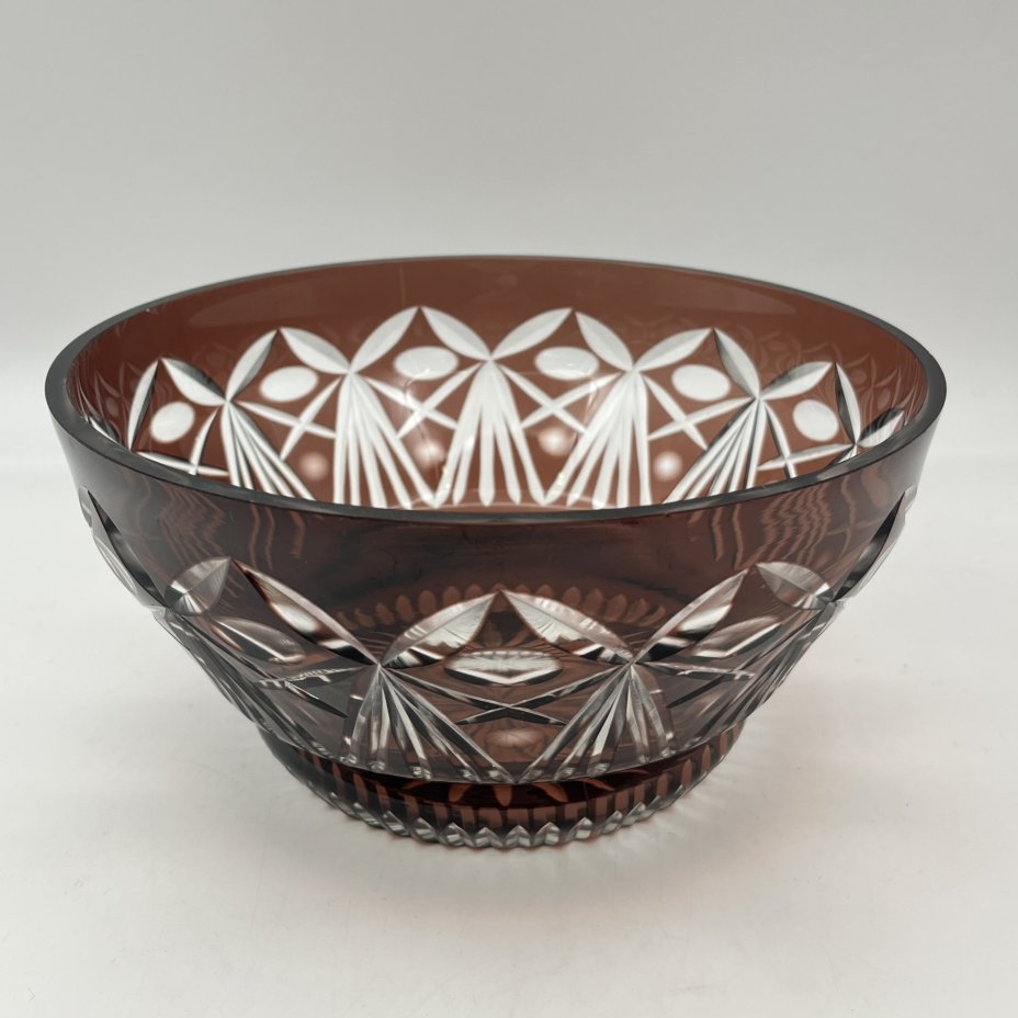 Ваза (конфетница), цветное стекло, алмазная грань, СССР, 1970-1990 гг.