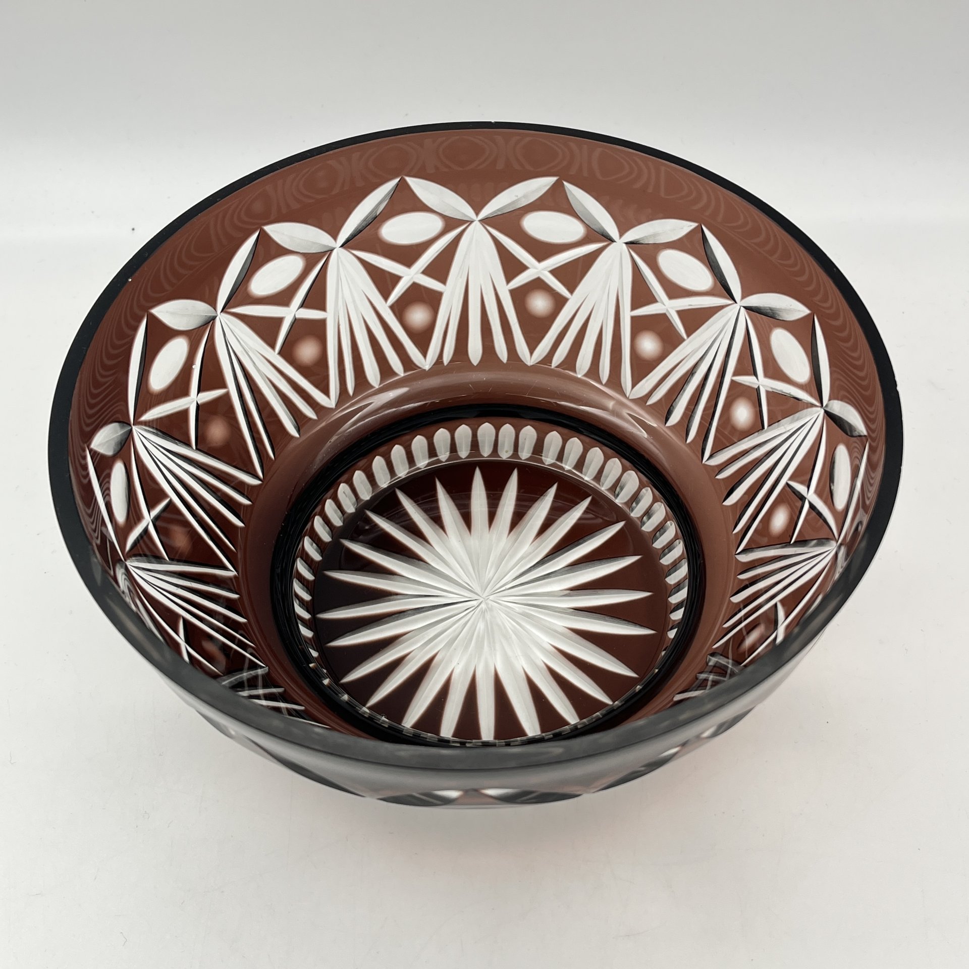 Ваза (конфетница), цветное стекло, алмазная грань, СССР, 1970-1990 гг.