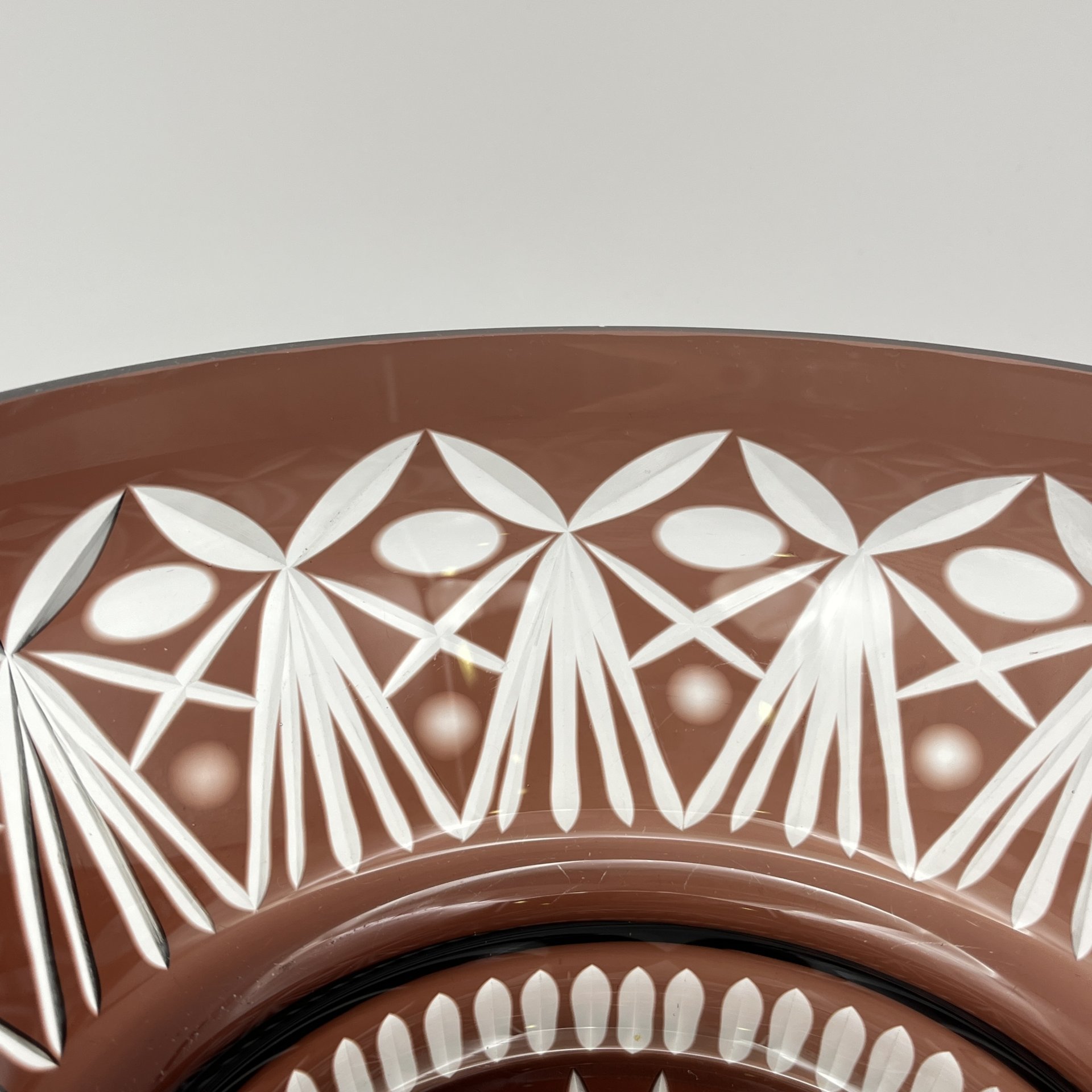 Ваза (конфетница), цветное стекло, алмазная грань, СССР, 1970-1990 гг.