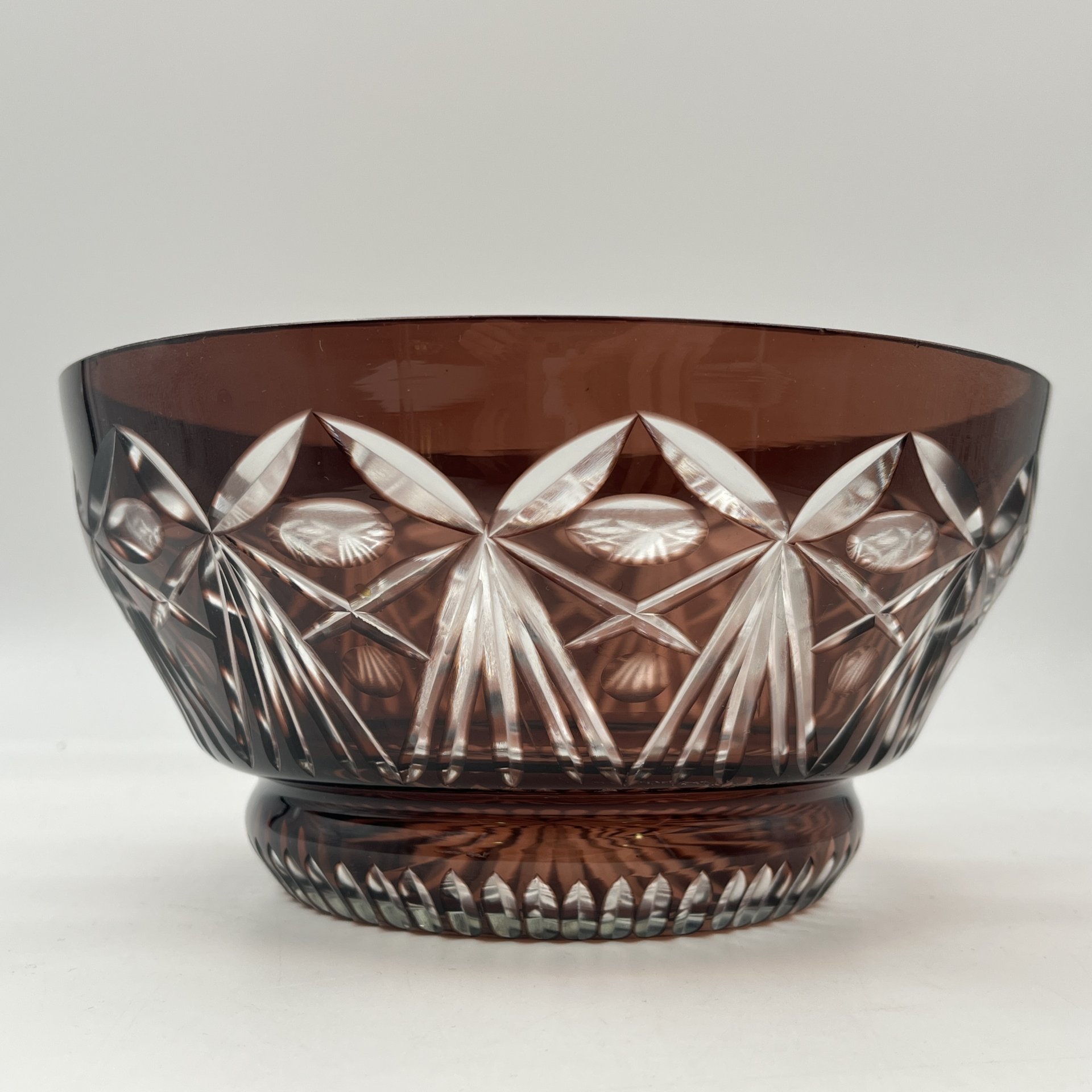 Ваза (конфетница), цветное стекло, алмазная грань, СССР, 1970-1990 гг.