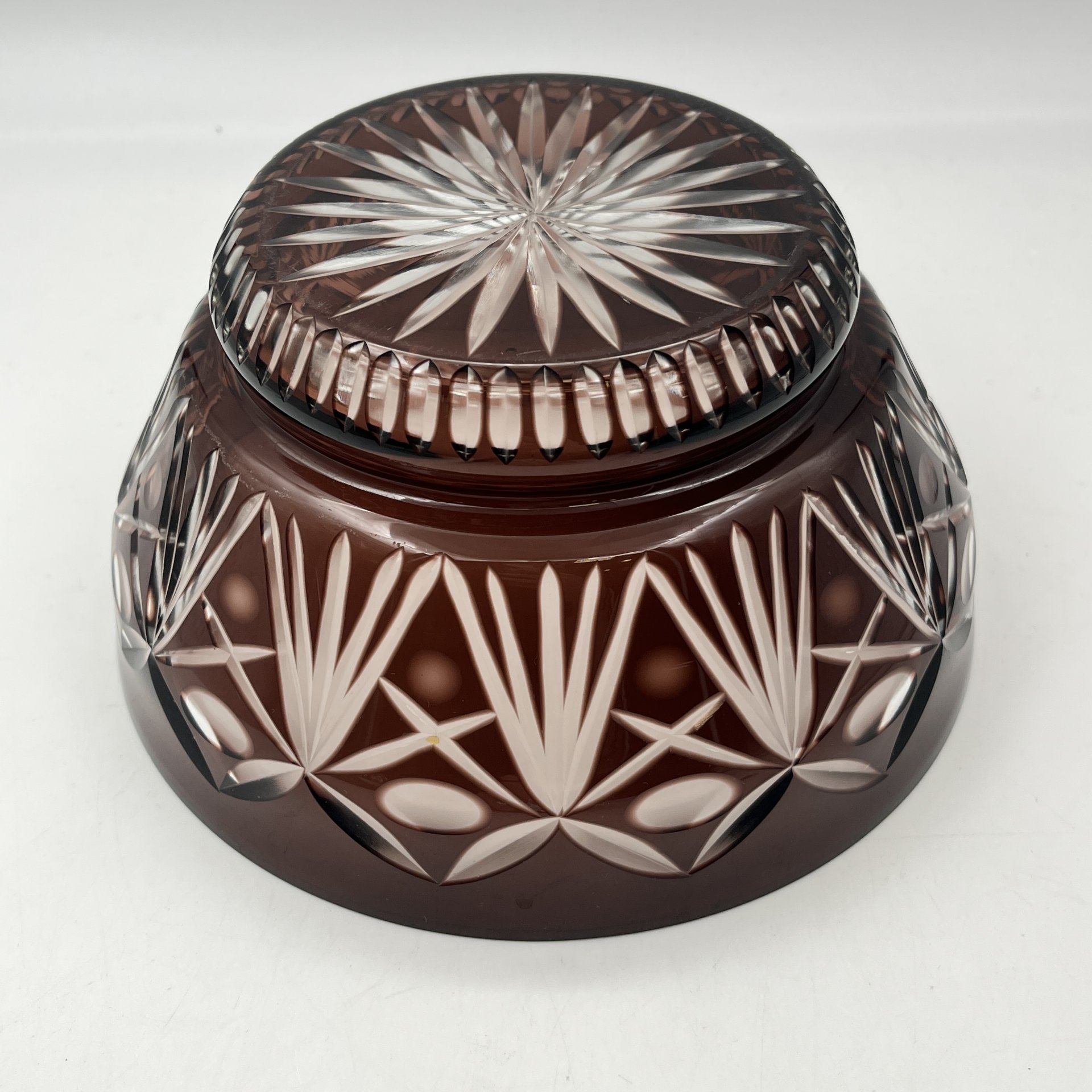 Ваза (конфетница), цветное стекло, алмазная грань, СССР, 1970-1990 гг.