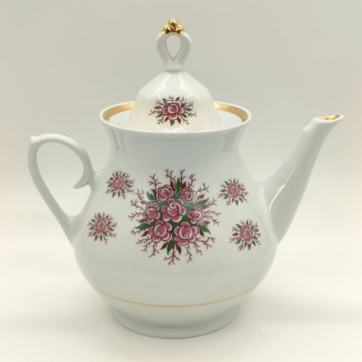 Чайник доливной с цветочным декором, Минский фарфорово-фаянсовый завод